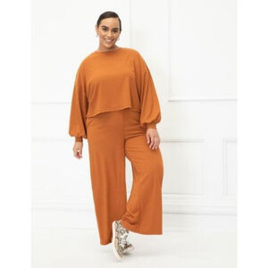 New Eloquii Elements | High Waisted Ribbed Wide Leg Pants